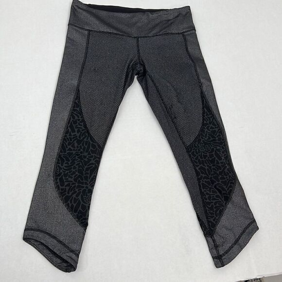 Lululemon Wunder Under Crop Align 23” gray and black multi leggings size 6 Flaws - Picture 2 of 12